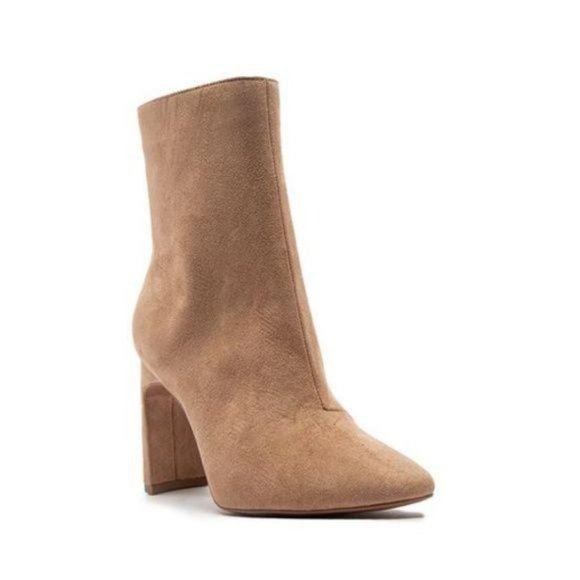 Taupe Vegan Suede Ankle Side Zip Booties - Picture 6 of 7